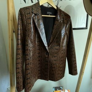 Daniellle Bernstein leather snake skin blazer